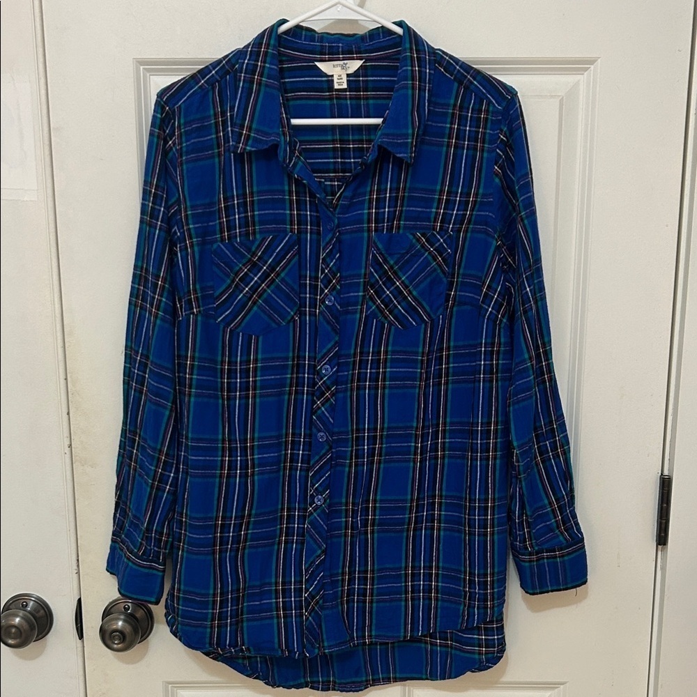 Terra & Sky woman’s button down Plaid Shirt size 14W
Blue top